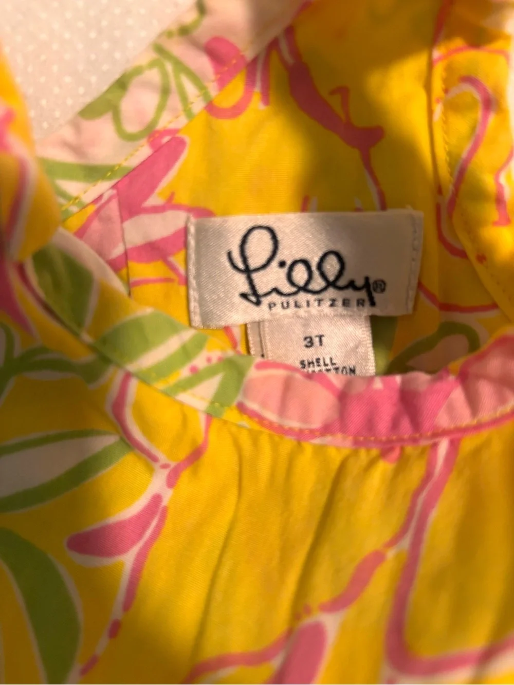 Lilly Pulitzer Yellow Floral Cotton Sundress with Pink Trim
